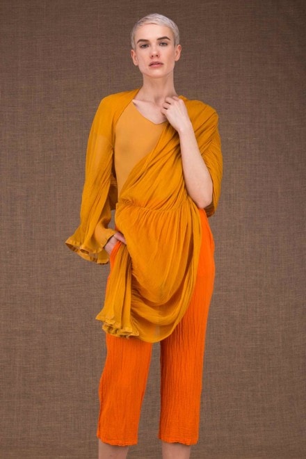Cumulus orange shawl with silk sleeve - 1
