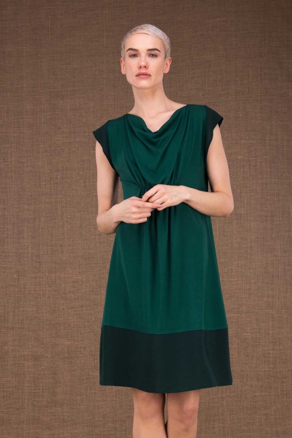 Gipsy mid emerald short dress in viscose knit - 1