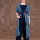 Tie-belt vintage navy blue silk - 2