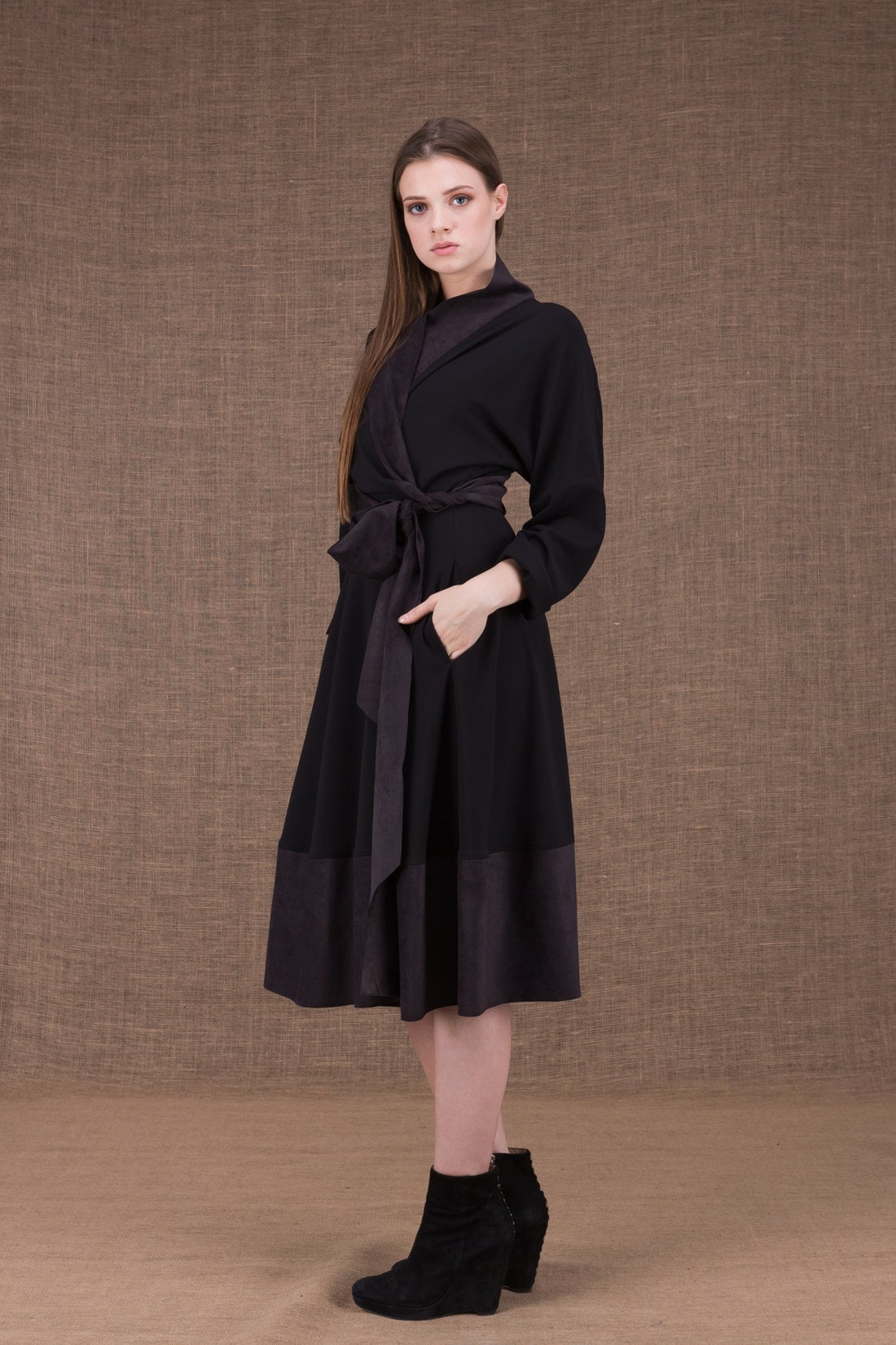 Black wrap dress LAURENT - Boutique ASKA