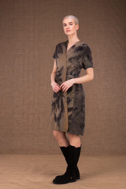 FOREST robe cache-coeur en-laine eco-print - 1