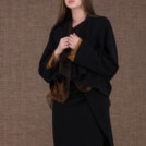 Yulong black-gold wool and silk hand-painted jacket - 4
