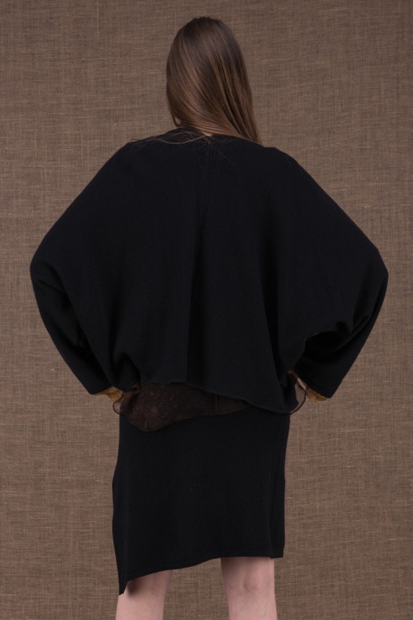Yulong Noir-Or veste en laine et soie peint à la main - 6