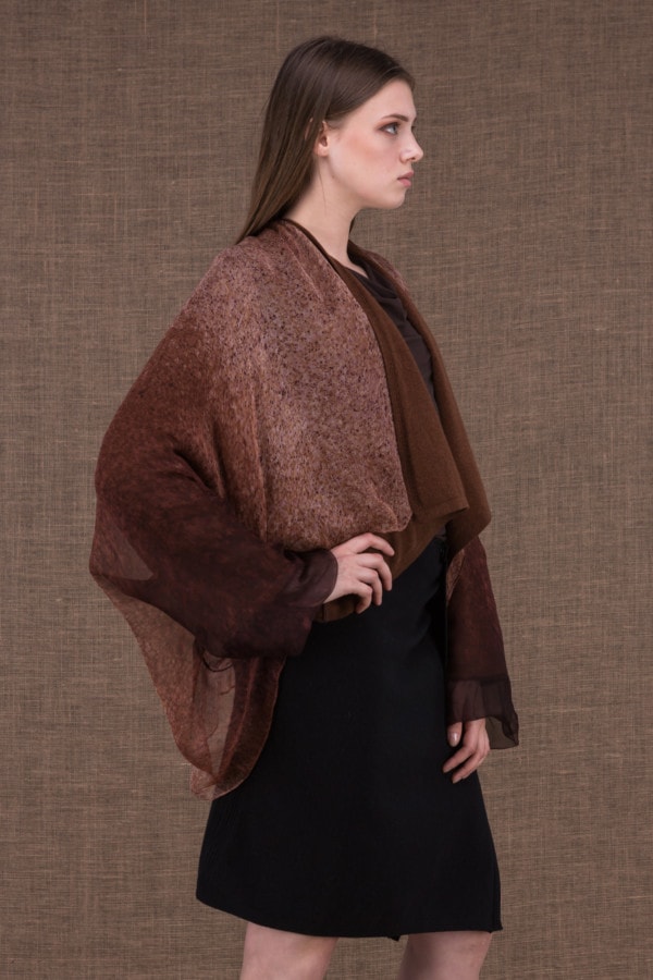 Yulong brown hand-painted wool and silk jacket - 3