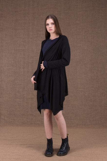 Arno black asymmetric wool knit vest - 1
