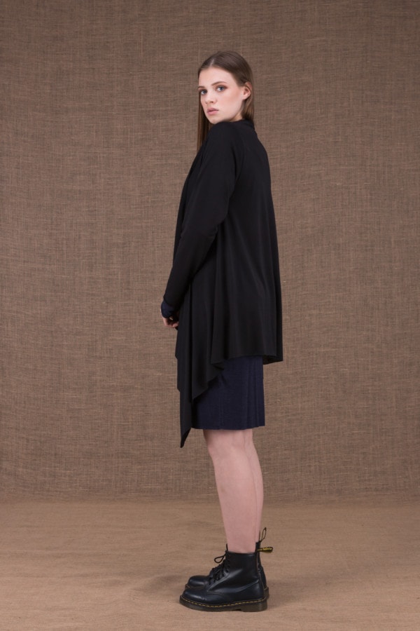 Arno black asymmetric wool knit vest - 3