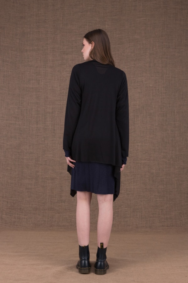 Arno black asymmetric wool knit vest - 4