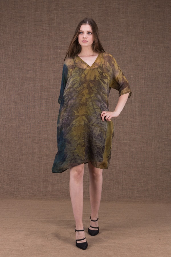 Daisy robe-tunique en soie eco-print - 1