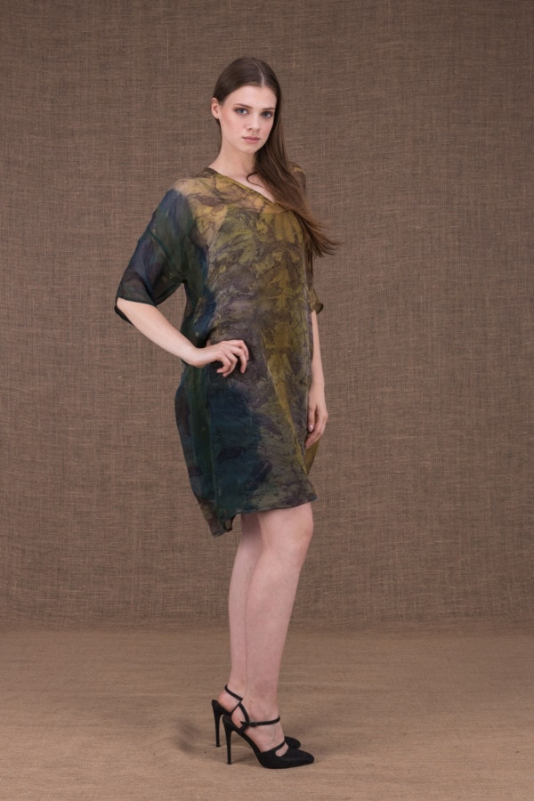 Daisy eco printed silk tunic-dress - 2