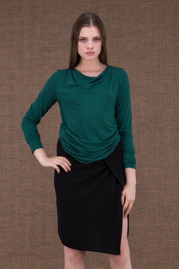 Merion emerald top in viscose knit - 1
