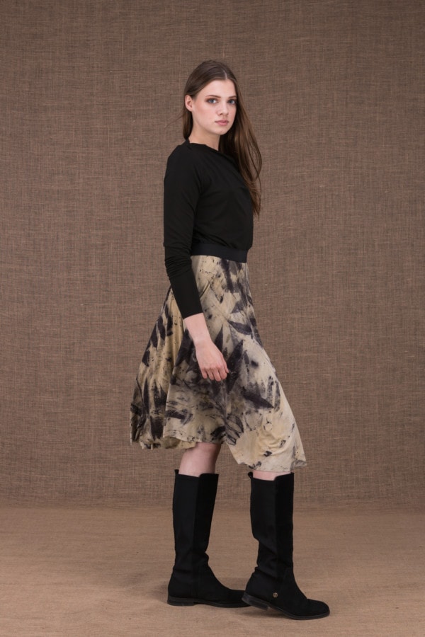Vika eco print mid-length flared skirt - 1