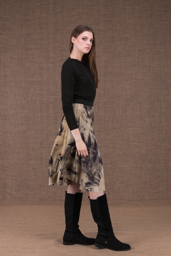 Vika eco print mid-length flared skirt - 3
