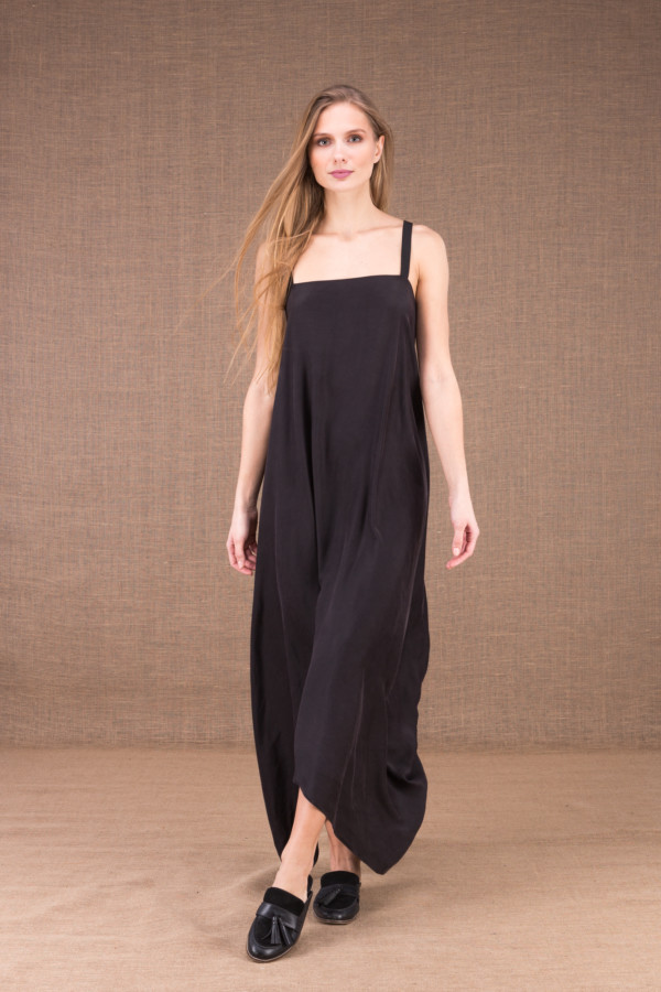 IZA long backless silk satin dress 2
