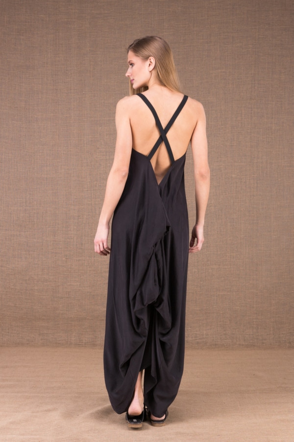 IZA long backless silk satin dress 4