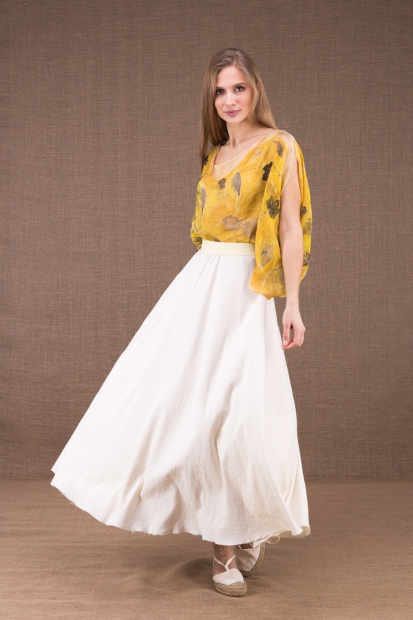 MAYA long flared skirt in organic cotton 1