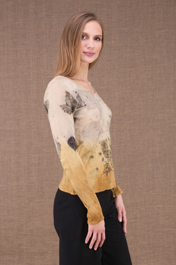 MIKA Turmeric organic cotton shirt eco print 2
