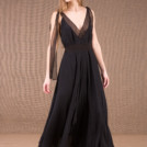 RIAMA 1Black viscose long flared dress