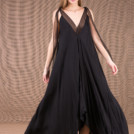 RIAMA Black viscose long flared dress 2
