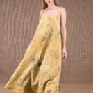 SABA robe longue evasée en coton bio eco print 1