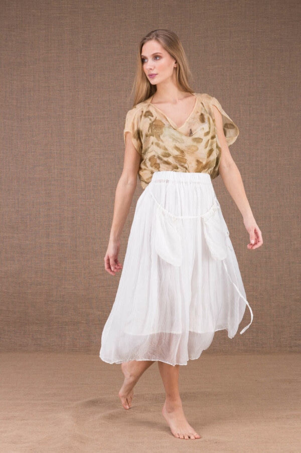MISIA White mid-length silk skirt 1