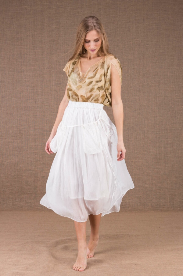 MISIA White mid-length silk skirt 2