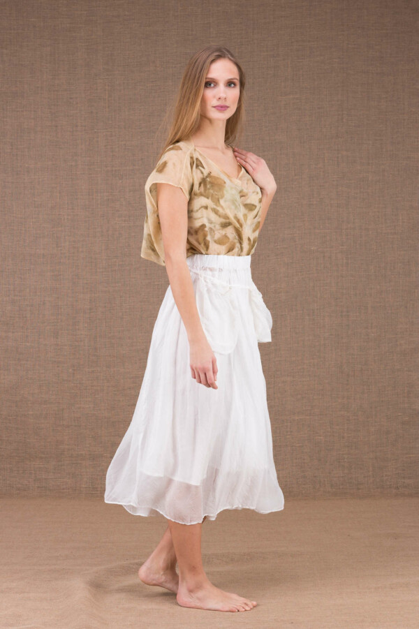 MISIA White mid-length silk skirt 3