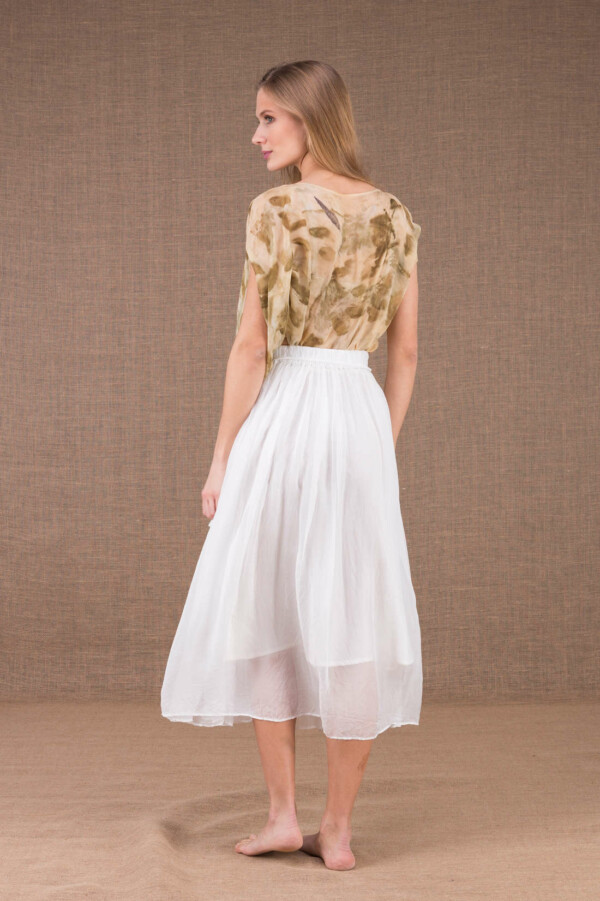 MISIA White mid-length silk skirt 4