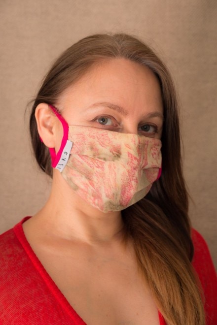 AURORE-ROSE Masque de protection en- coton bio eco print - 1