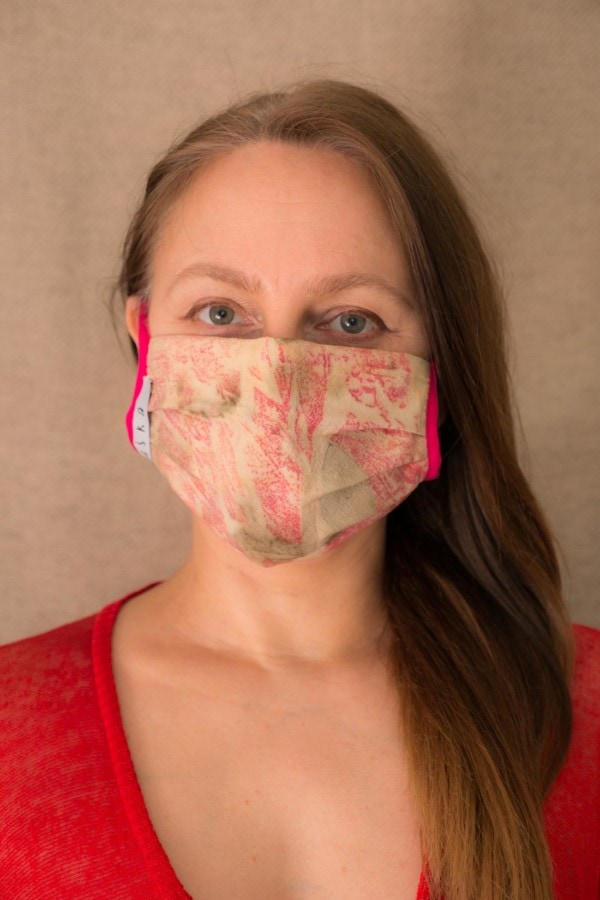 AURORE-ROSE Masque de protection en- coton bio eco print - 2