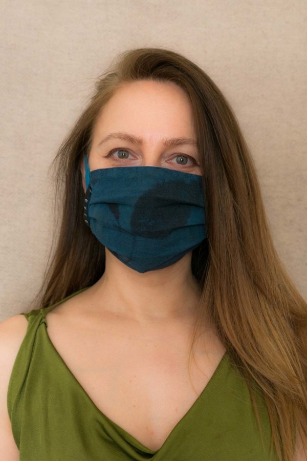 BLUE RHAPSODY Protective mask in eco print organic cotton - 3