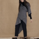 Gray wool single sleeve shawl TATRY - 2