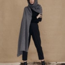 Gray wool single sleeve shawl TATRY - 4