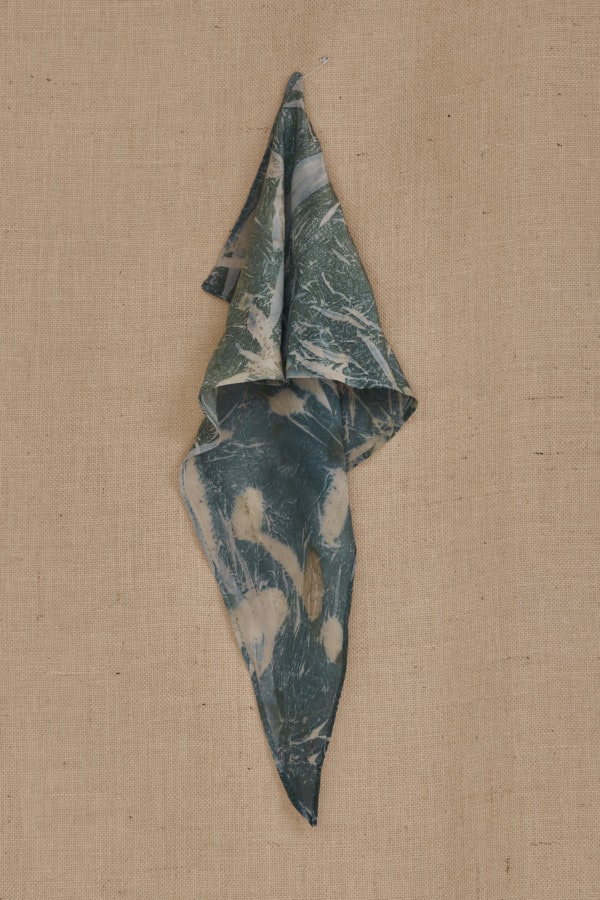Green eco-print silk scarf YUAN - 4