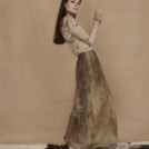 Jupe longe boheme en organza de soie eco-print - 3