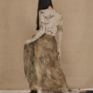 Jupe longe boheme en organza de soie eco-print - 4