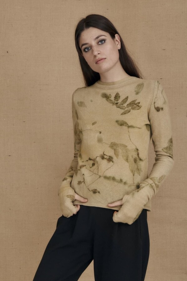 eco-print wool sweater CARA beige - 1