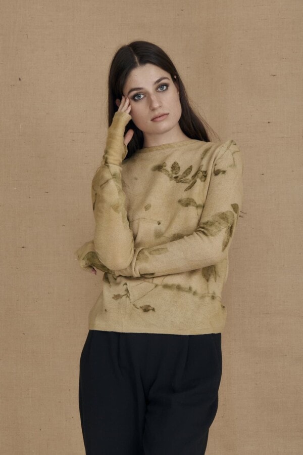 eco-print wool sweater CARA beige- 2