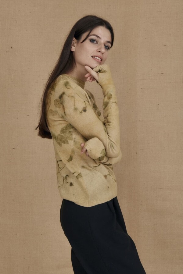 eco-print wool sweater CARA beige - 3
