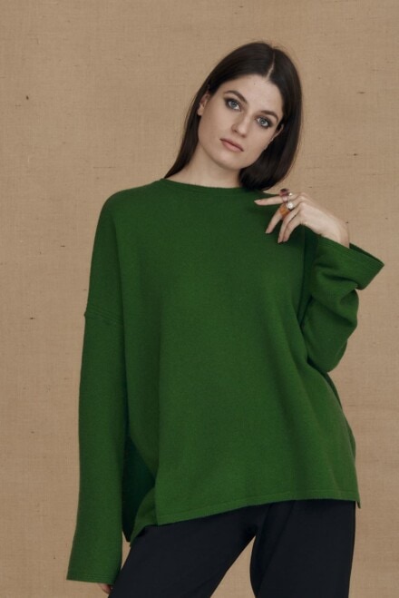 Oversized wool sweater green ALASKA - 1