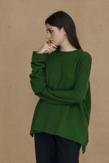 Oversized wool sweater green ALASKA - 2