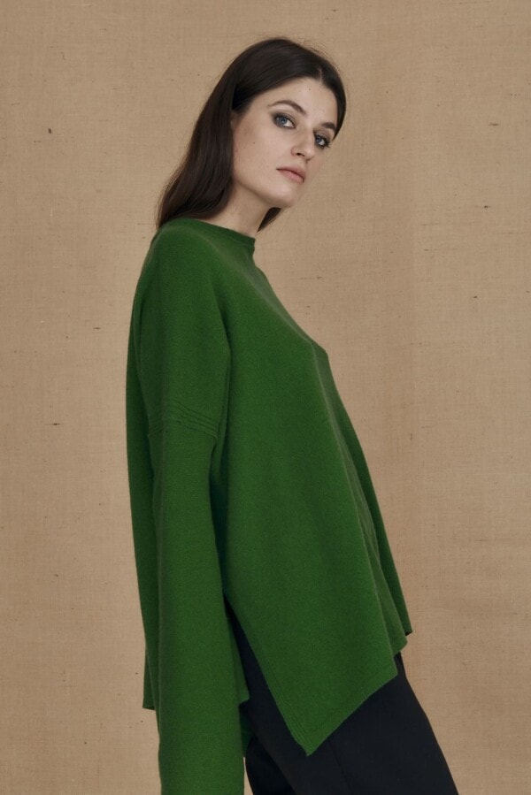 Oversized wool sweater green ALASKA - 3