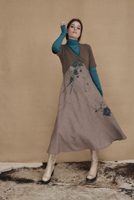 Mid-length flared wool dress MARTA - 1