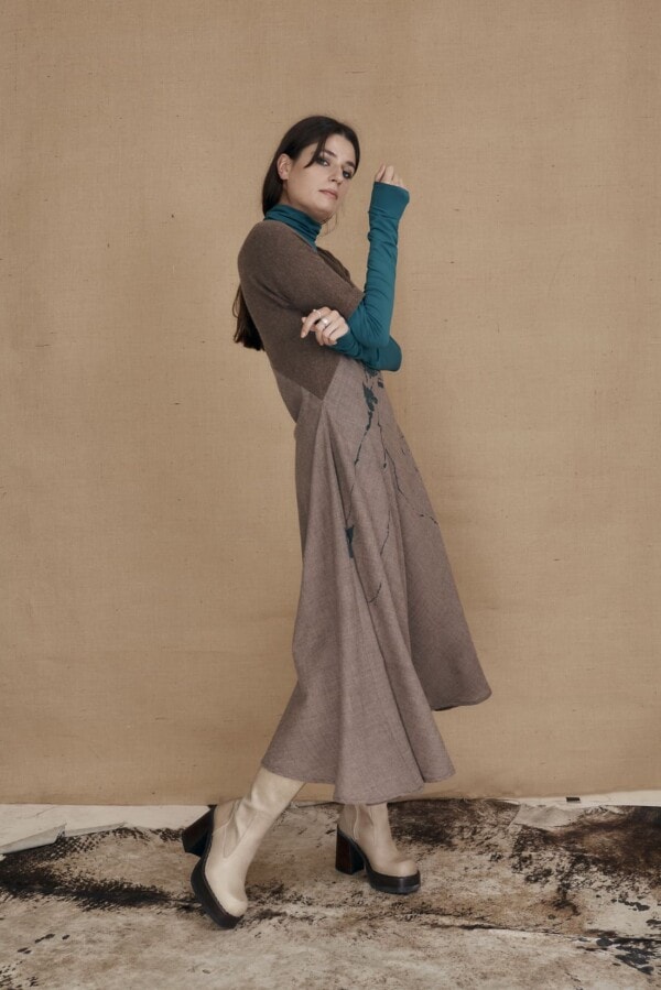 Mid-length flared wool dress MARTA - 2