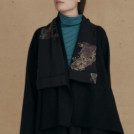 Veste kimono en laine bouille DAI noir - 1