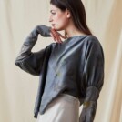 Blouse en satin de soie eco-print HELOISE - 3