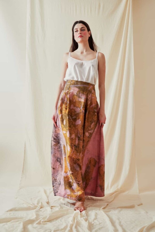 Long eco-print wild silk skirt SARIA - 1
