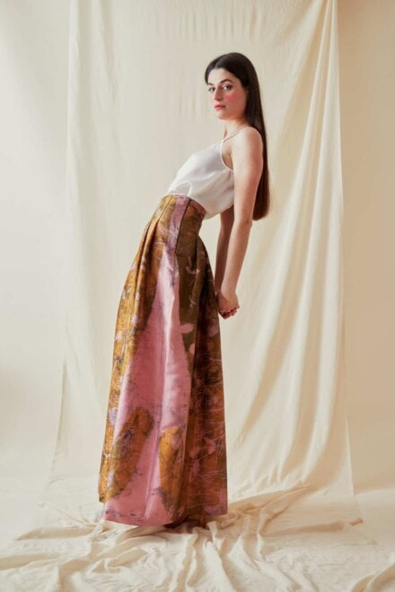 Long eco-print wild silk skirt SARIA - 3