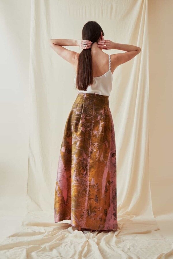 Long eco-print wild silk skirt SARIA - 4
