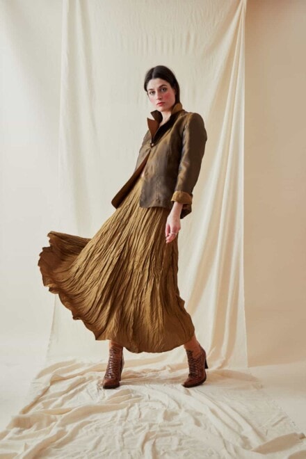 Festive Flared Mid-Length Skirt LIPSI Gold-Bronze - 1