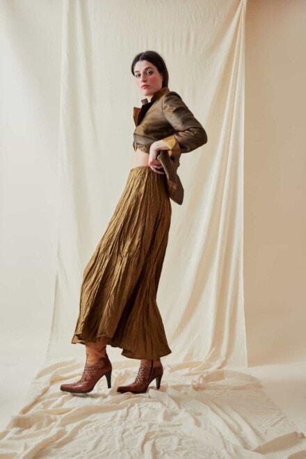 Festive Flared Mid-Length Skirt LIPSI Gold-Bronze - 2